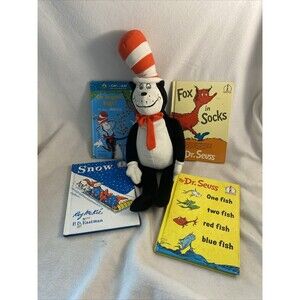 Dr. Seuss books Stuffed Animal Plush Cat Hat Fox Socks Bugs Snow Fish Vintage